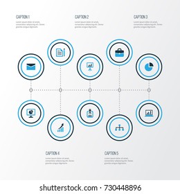 Job Colorful Icons Set. Collection Of Mail, Contract, Growing Chart And Other Elements. Also Includes Symbols Such As Circle, Mail, Arrow.