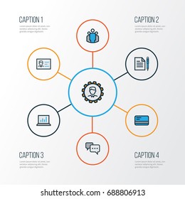 Job Colorful Outline Icons Set. Collection Of Agreement, Administrator, Team And Other Elements. Also Includes Symbols Such As Badge, Conversation, Unity.