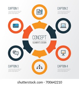 Job Colorful Outline Icons Set. Collection Of Network, Billboard Presentation, Agreement And Other Elements. Also Includes Symbols Such As Structure, Chat, Statistics.