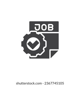 Icono de vector de cumplimiento de trabajo. signo plano relleno para concepto móvil y diseño web. Icono de glifo de trabajos de cumplimiento. Símbolo, ilustración del logotipo. Gráficos vectoriales