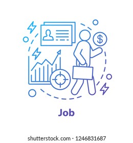 Job concept icon. Work idea thin line illustration. Successful career. Goal achieving. Vector isolated outline drawing