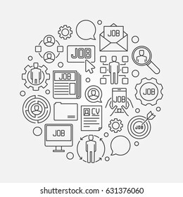 Job concept illustration. Vector circular minimal search jobs outline sign 