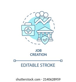 Job creation turquoise concept icon. Development plan. Heritage conservation policy abstract idea thin line illustration. Isolated outline drawing. Editable stroke. Arial, Myriad Pro-Bold fonts used