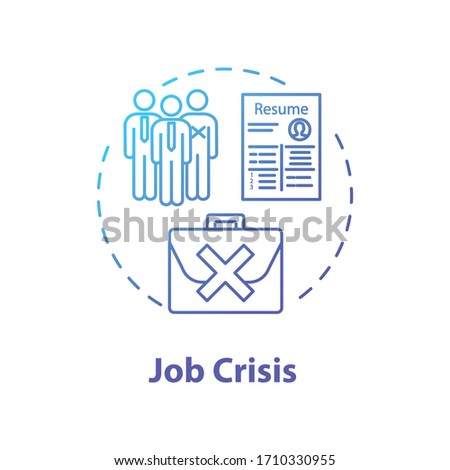 Job crisis concept icon. High unemployment rate, massive vacancy shortage idea thin line illustration. Labor issues, social instability. Vector isolated outline RGB color drawing
