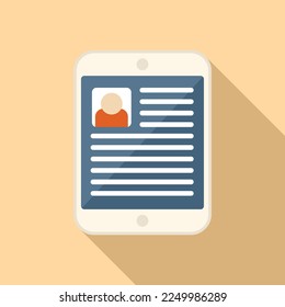 Job cv Tablet Symbol flach Vektorgrafik. Online-Suche. Rekrutierung finden