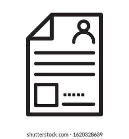 Job CV thin line glyph flat vector icon for logo, website and mobile application user interface material, and line button. Simple job CV resume icon vector illustration.
