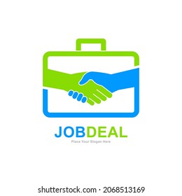 Job deal logo vector template. Suitable for business, relationship and handshake symbol
