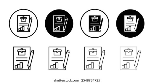 Icono de Descripción del trabajo Vector de contorno en blanco y negro