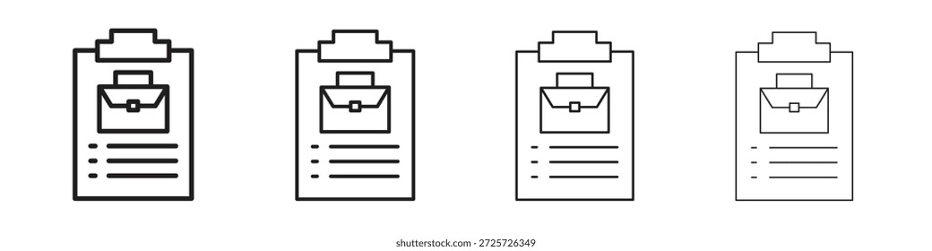 Concepto de icono de Descripción del trabajo. Símbolo de línea delgada. Vector de estilo de contorno simple