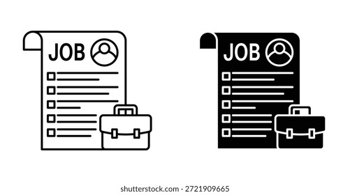 Icono de Descripción del trabajo. Línea con trazo editable y plano para el Web