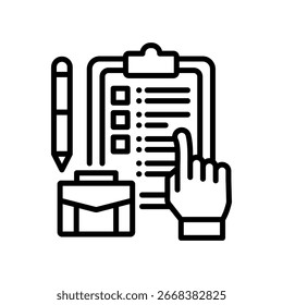 Descrição da tarefa Ícone Linha Vetor Ilustração