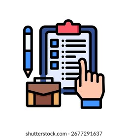 Job Description Icon Lineal Color Vector Illustration