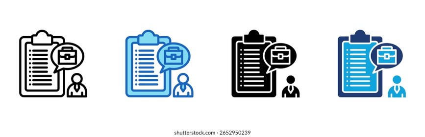 Ícone Descrição do trabalho Ilustração de vetor de vários estilos