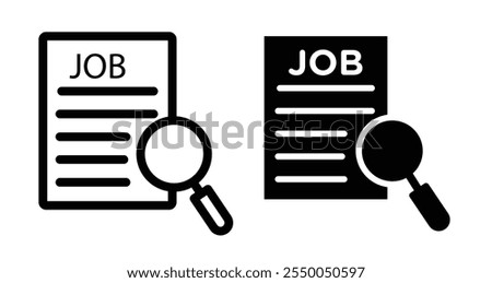 Job description Icon set in black filled and line.