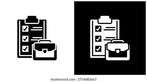 Icono de Descripción del trabajo en fondo blanco y negro