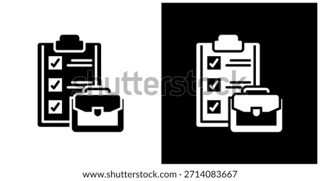 Job Description Icon Set In White And Black Background