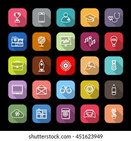 Job description line icons with long shadow, stock vector