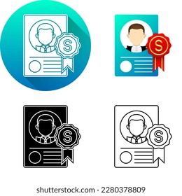 Job Description Summary Appraise Profile Document Male Finance Icon, Set of Flat Long Shadow, Black-White Silhouette, Line Art Logo Icon Symbol Isolated on White Background