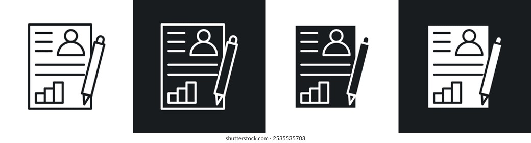 Icono de Vector de Descripción del trabajo en blanco y negro. Ilustración EPS 10