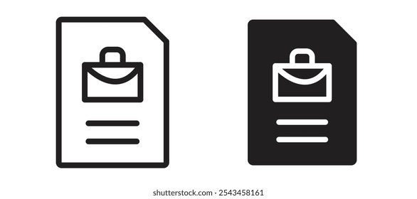 Ícone de vetor de descrição do trabalho definido em preto.