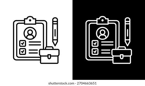Diseño de conjunto de iconos blancos de Descripción del trabajo