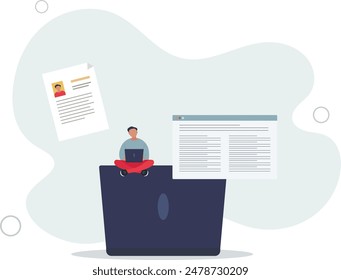 Job description and work duties and tasks information.Document with responsibility and position specification for new staff member .flat illustration.