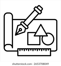 Ilustración vectorial de iconos de esquema de diseño de trabajo