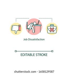 Job Dissatisfaction Concept Icon. Burnout Idea Thin Line Illustration. Feeling Unmotivated. Poor Working Conditions. Lack Of Recognition. Vector Isolated Outline RGB Color Drawing. Editable Stroke