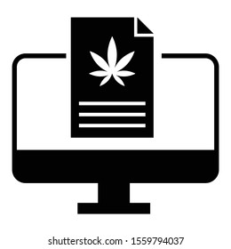 Job, document, marijuana icon. Element of marijuana icon. Solid icon for website design and development, app development Premium icon