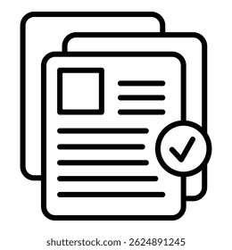 ícone Documentos de trabalho vetor de contorno. Documento comercial. Design de escritório