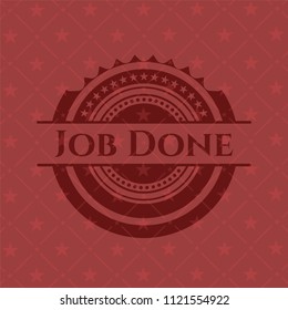 Job Done badge with red background