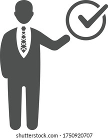 Job done gray icon, work completed, approved