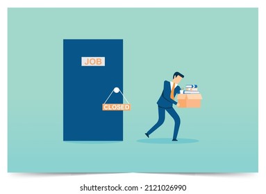 Job due to business closure, searching for personnel to work, balance and equality, work and life, human resources, Vector illustration design concept in flat style