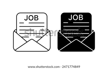 Job email set icons. Linear and Silhouette Styles. Vector icons.