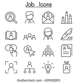 Job & Employment icon set in thin line style