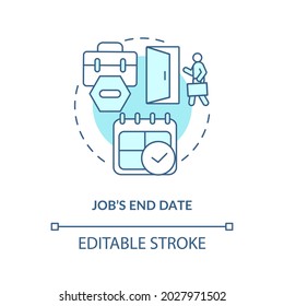 Job end date blue concept icon . Resign from job after maternity, parential leave abstract idea thin line illustration. Work dismissal. Vector isolated outline color drawing. Editable stroke