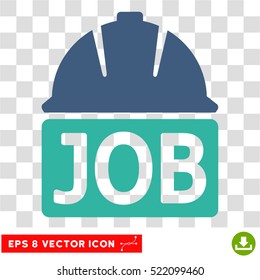 Job EPS vector pictograph. Illustration style is flat iconic bicolor cobalt and cyan symbol on white background.