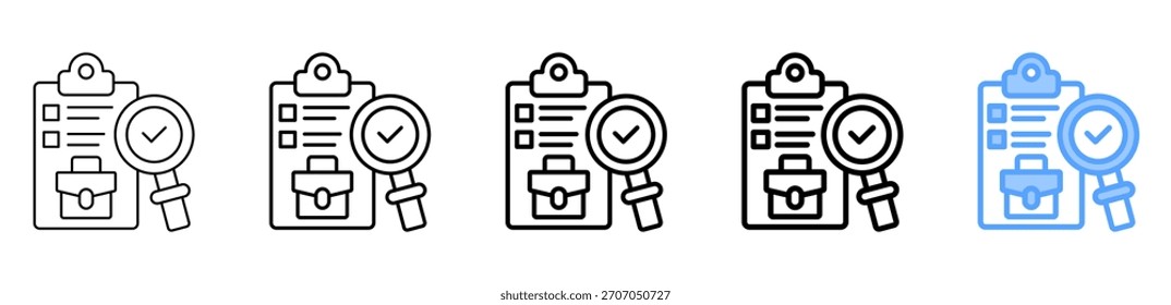 Conjunto de Colección de contorno de estilo diferente de icono de evaluación de trabajo