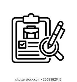 Ilustración vectorial de línea de icono de evaluación de trabajo