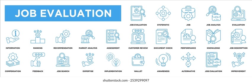 job evaluation Title	
gadget icon collection set. Containing design job evaluation,systematic,job,job analysis,evaluation