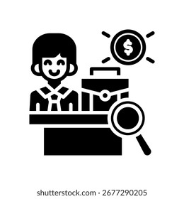 Ilustración vectorial de glifos de icono de feria de trabajo