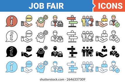 Ikone der Jobmesse mit einer Kollektion mit mehreren Stilen.