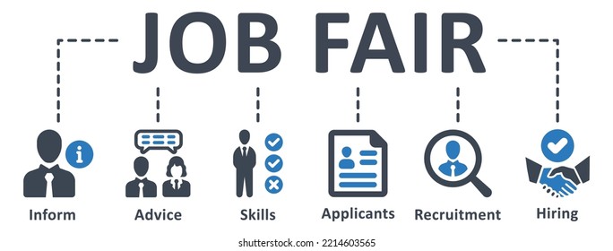 Job Fair Icon - Vector Illustration . Job, Fair, Information, Advice, Skill, Applicant, Recruitment, Employment, Hiring, Infographic, Template, Concept, Banner, Pictogram, Icon Set, Icons .