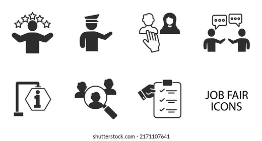 Job fair icons set . Job fair pack symbol vector elements for infographic web