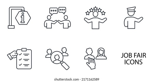 Job fair icons set . Job fair pack symbol vector elements for infographic web svg