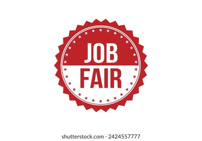 Job Fair red ribbon label banner.