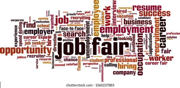 Job Fair Word Cloud Concept. Vector Illustration