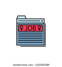 job, files, application,interface icon. Element of feminism illustration. Premium quality graphic design icon. Signs and symbols collection icon for websites, web design