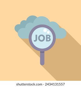 Job finden Cloud-Symbol flach Vektor. Kandidatenglas. Online-Arbeit suchen