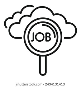 Job find cloud icon outline vector. Candidate glass. Search online work
